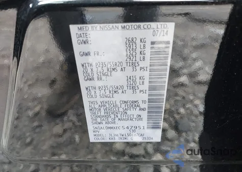 2014 Infiniti Qx60 from USA, damaged, VIN 5N1AL0MMXEC547951